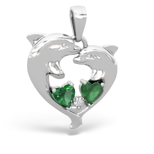 lab emerald-emerald dolphins pendant