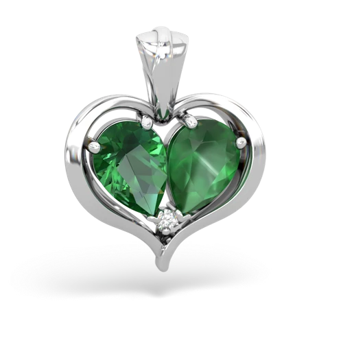 lab emerald-emerald half heart whole pendant