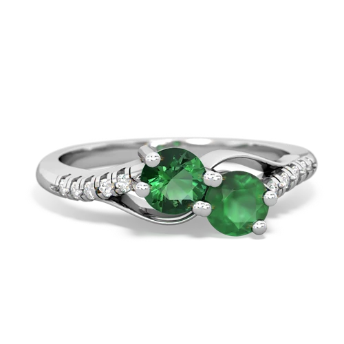 lab emerald-emerald two stone infinity ring