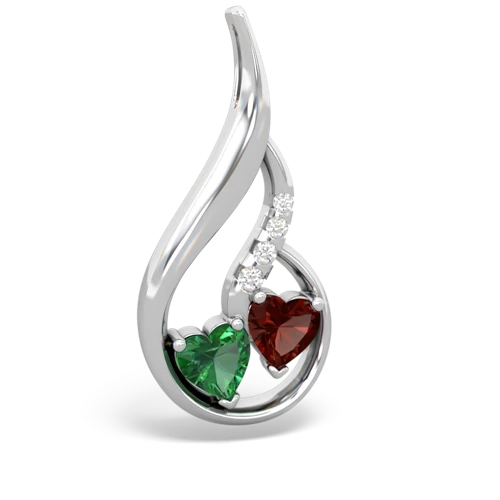 lab emerald-garnet keepsake swirl pendant
