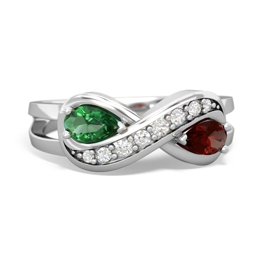 lab emerald-garnet diamond infinity ring