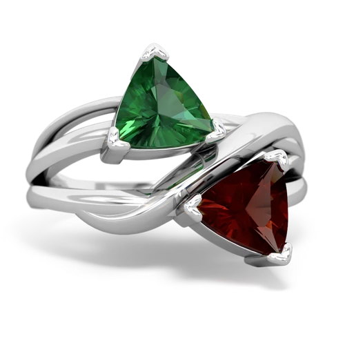 lab emerald-garnet filligree ring