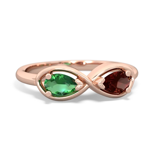 lab emerald-garnet infinity ring