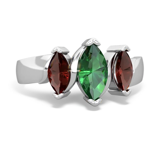lab emerald-garnet keepsake ring