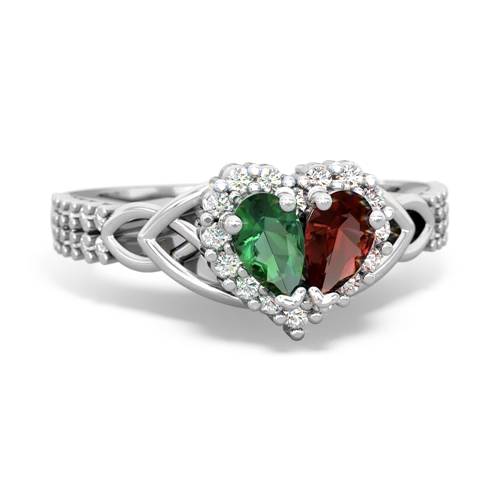 lab emerald-garnet keepsake engagement ring