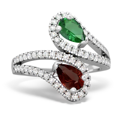 lab emerald-garnet pave swirls ring
