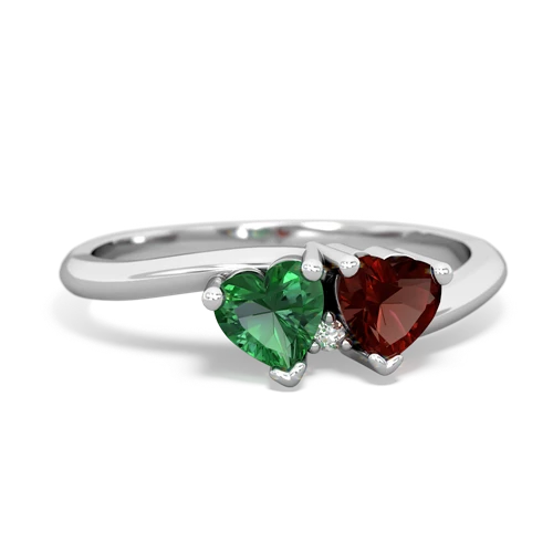 lab emerald-garnet sweethearts promise ring