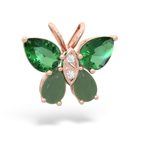 lab emerald-jade butterfly pendant
