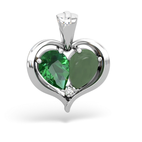 lab emerald-jade half heart whole pendant