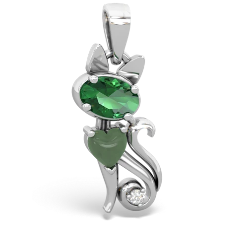 lab emerald-jade kitten pendant