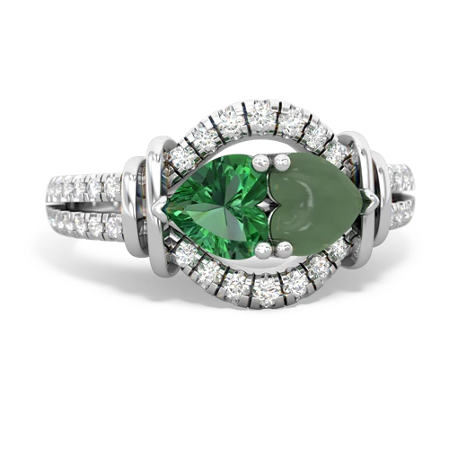 lab emerald-jade pave keepsake ring