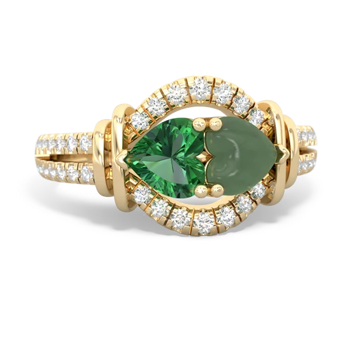 lab emerald-jade pave keepsake ring