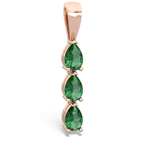 smoky quartz-lab emerald three stone pendant