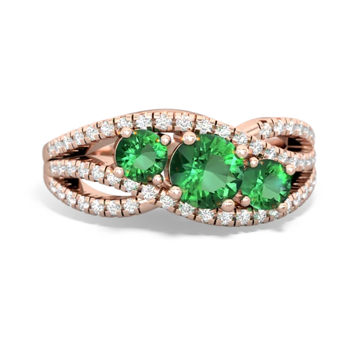 emerald-amethyst three stone pave ring