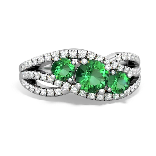 lab sapphire-emerald three stone pave ring