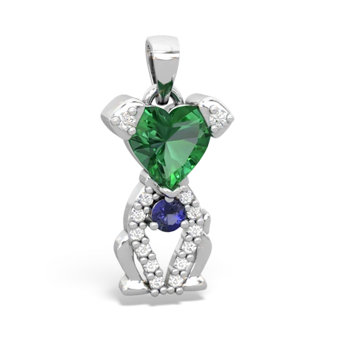 lab emerald-lab sapphire birthstone puppy pendant