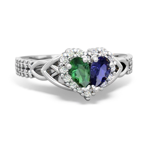 lab emerald-lab sapphire keepsake engagement ring