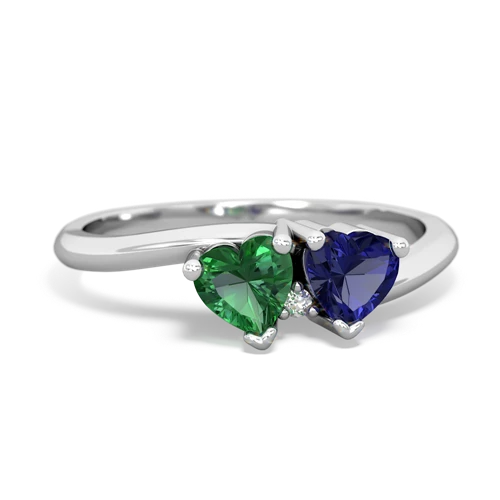 lab emerald-lab sapphire sweethearts promise ring