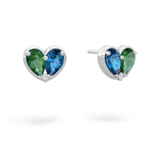 lab emerald-london topaz one heart earrings