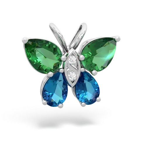 lab emerald-london topaz butterfly pendant