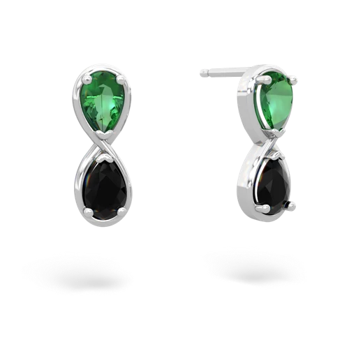 lab emerald-onyx infinity earrings