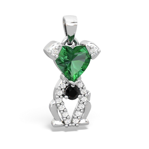 lab emerald-onyx birthstone puppy pendant