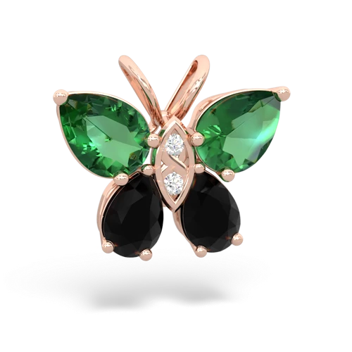 lab emerald-onyx butterfly pendant