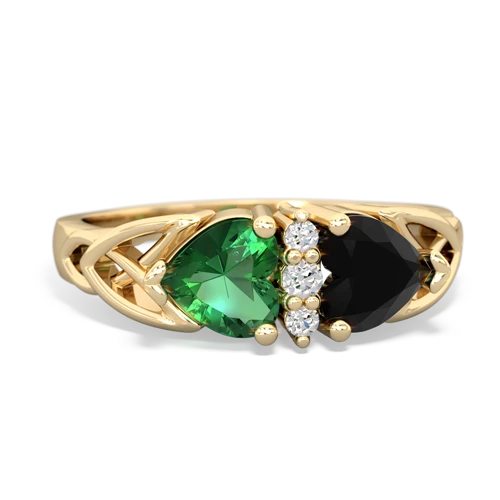 lab emerald-onyx celtic ring