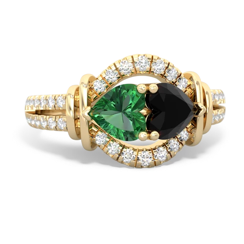 lab emerald-onyx pave keepsake ring