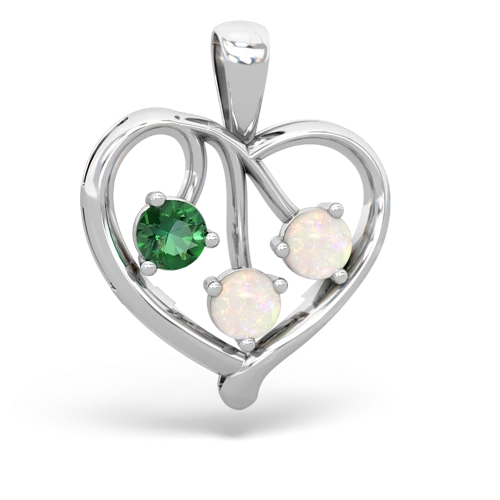 lab emerald-opal love heart pendant