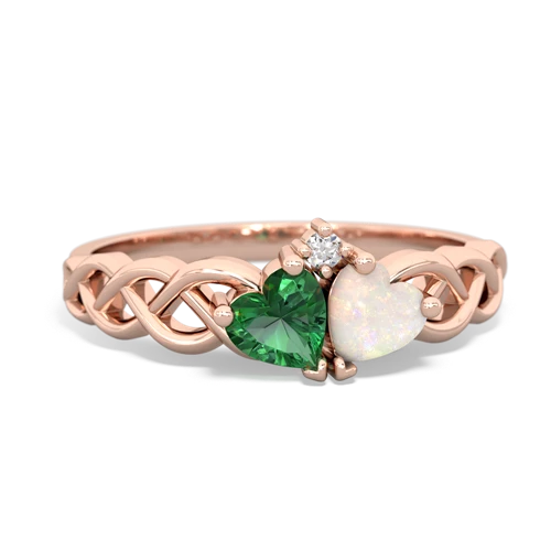 lab emerald-opal celtic braid ring