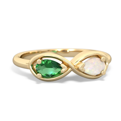 lab emerald-opal infinity ring