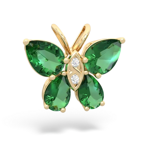 lab emerald butterfly pendant