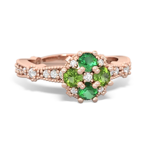 lab emerald-peridot art deco engagement ring