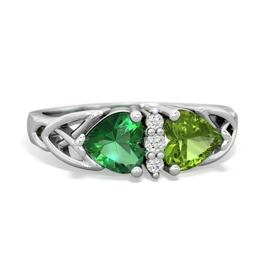 lab emerald-peridot celtic ring