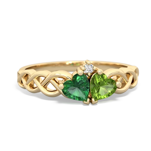 lab emerald-peridot celtic braid ring