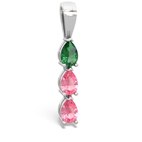 lab emerald-pink sapphire three stone pendant