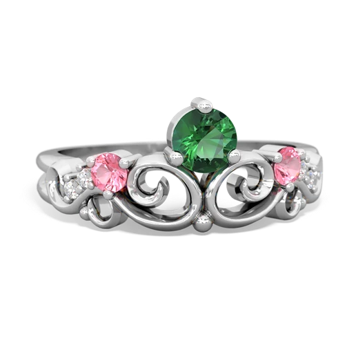 lab emerald-pink sapphire crown keepsake ring