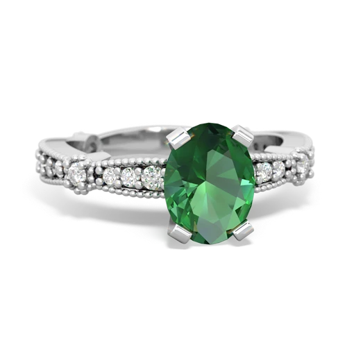 lab emerald engagement ring