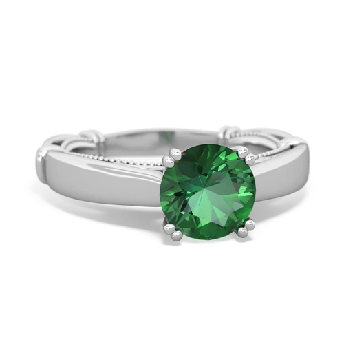 lab emerald ornate solitaire ring