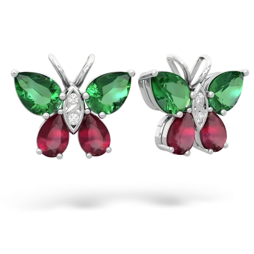 lab emerald-ruby butterfly earrings