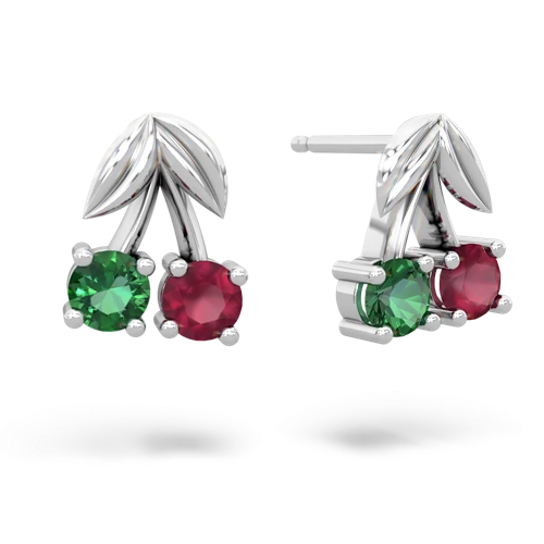 lab emerald-ruby cherries earrings