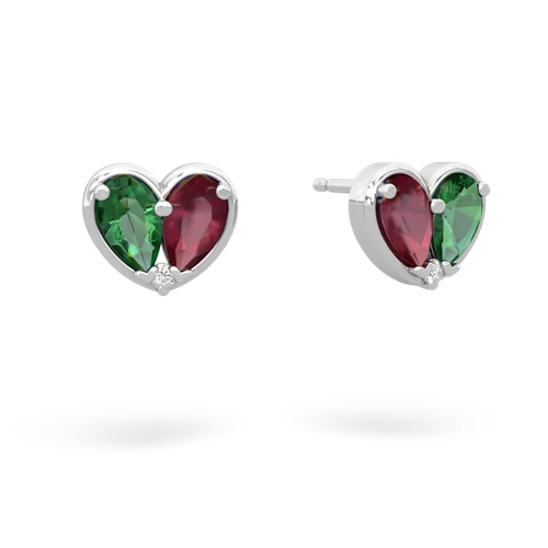 lab emerald-ruby one heart earrings