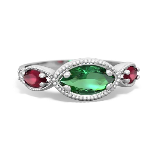 lab emerald-ruby milgrain marquise ring