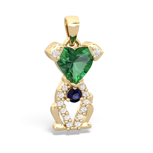 lab emerald-sapphire birthstone puppy pendant