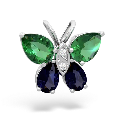 lab emerald-sapphire butterfly pendant
