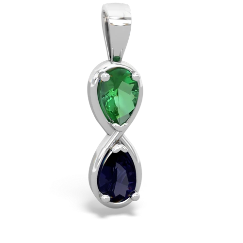 lab emerald-sapphire infinity pendant