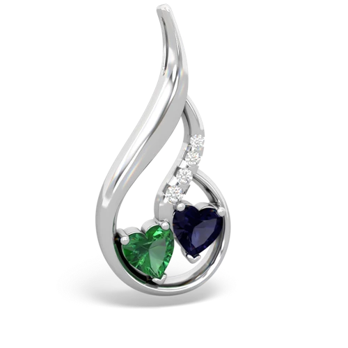 lab emerald-sapphire keepsake swirl pendant