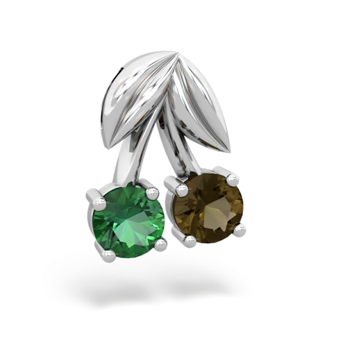 lab emerald-smoky quartz cherries pendant