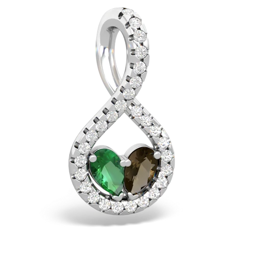 lab emerald-smoky quartz pave twist pendant